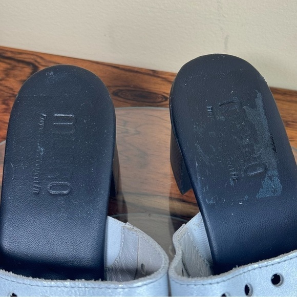 Munro Jules Perforated Heeled Mules White Silver Wash Nubuck - Picture 14 of 16